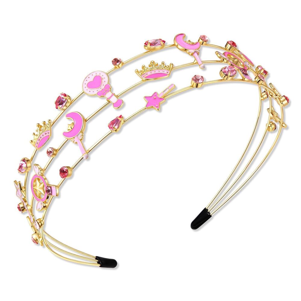 6596 Halloween Headbands Pink Princess Witch Headbands Multi Layer Pearl